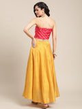 Varanga Women Mustard Yellow Printed Pure Silk Flared Maxi-Skirt
