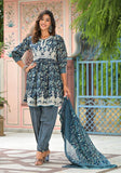 Varanga Zari Embroidered Mandrin Collar Straight Kurta With Bottom And Dupatta