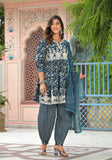 Varanga Zari Embroidered Mandrin Collar Straight Kurta With Bottom And Dupatta