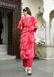 Varanga V-Neck Thread Sequins Embellished Straight Kurta With Solid Bottom Chiffon Dupatta
