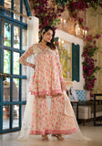 Varanga Off White Floral Print Mirror Embroidered Lace Detailed Alia Kurta With Sharara And Dupatta