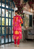 Varanga Red & Yellow V-Neck Mirror Embellished Straight Kurta With Bottom & Chiffon Dupatta