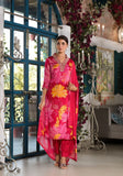 Varanga Red & Yellow V-Neck Mirror Embellished Straight Kurta With Bottom & Chiffon Dupatta