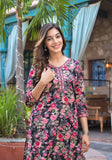 Varanga Black Floral Embellished Kurta With Afghani Pant And Dupatta
