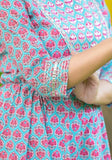 Varanga Blue Ethnic Motif Printed Gotta Patti Embroidered Anarkali Kurta With Palazzo And Dupatta