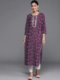 Varanga Women Purple & White Bandhani Printed Kurta