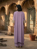 Zari Embroidered Lace Neck Flared Kaftan with Trouser