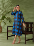 Indigo Polka Silk Women'S Long Dress