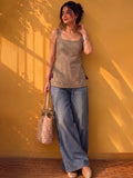 A Chic Sage Green Block-Print Tank Top