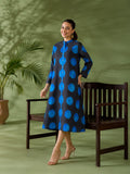 Indigo Polka Silk Women'S Long Dress