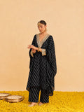 Midnight Bandhani Women Kaftan Set