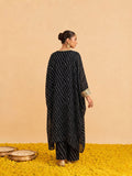Midnight Bandhani Women Kaftan Set