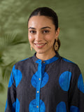 Indigo Polka Silk Women'S Long Dress