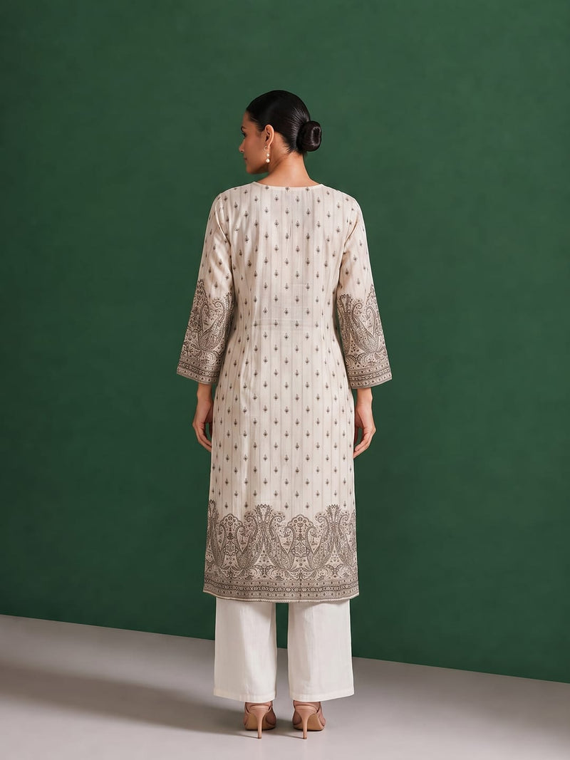 The Sandalwood Paisley Pure Silk Festive Women's Kurta Set