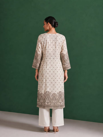 The Sandalwood Paisley Pure Silk Festive Women's Kurta Set