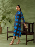 Indigo Polka Silk Women'S Long Dress