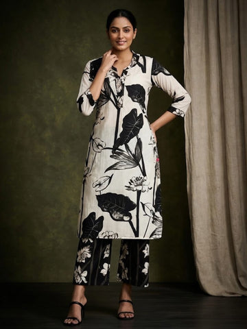 Floral Printed Apple Hem Kurta With Trouser