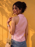 Pink Punch Stripe Waistcoat Top
