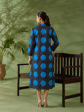 Indigo Polka Silk Women'S Long Dress