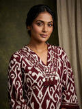 Varanga Women Ikat Printe Boho Flared Sleeve Kurta With Trouser