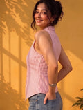 Pink Punch Stripe Waistcoat Top