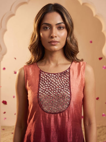 Embroidered OmbrÃƒÂ© Kurta with Wide-Leg Palazzos