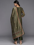 varanga-women-olive-printed-kurta-with-tonal-bottom-and-printed-dupatta