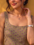 A Chic Sage Green Block-Print Tank Top