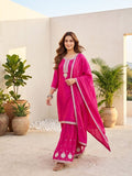 Varanga Women Zari Embroidered Yoke Kurta With Sharara And Dupatta