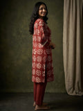 Varanga Women Printed Kurta With Lace Details On Neck And Cuff Paired With Solid Trousers