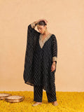 Midnight Bandhani Women Kaftan Set