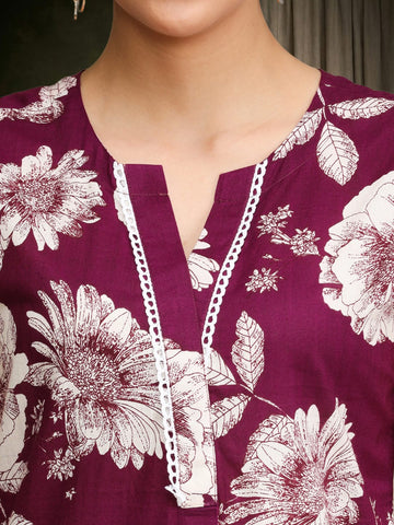 Floral Printed Sleeveless Kurta With Trouser
