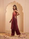 Embroidered Ombré Kurta with Wide-Leg Palazzos
