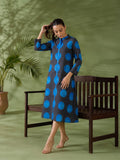 Indigo Polka Silk Women'S Long Dress