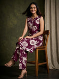Floral Printed Sleeveless Kurta With Trouser