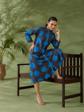 Indigo Polka Silk Women'S Long Dress