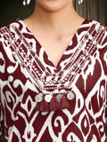 Varanga Women Ikat Printe Boho Flared Sleeve Kurta With Trouser