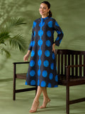 Indigo Polka Silk Women'S Long Dress