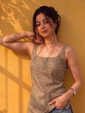 A Chic Sage Green Block-Print Tank Top
