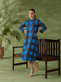 Indigo Polka Silk Women'S Long Dress