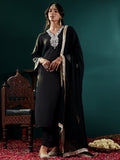 Varanga Women Black Mirror Embroidered Kurta Set