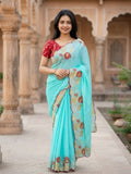 chiffon saree with embroidered border