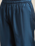varanga women blue ethnic motifs embroidered chanderi silk kurta with trousers dupatta