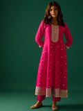 Gracefully Crafted In Rich Vichitra Fabric With Zari Embroidery, This Elegant 3-Piece Anarkali Set Blends Festive Charm With Timeless Style