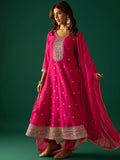 Gracefully Crafted In Rich Vichitra Fabric With Zari Embroidery, This Elegant 3-Piece Anarkali Set Blends Festive Charm With Timeless Style