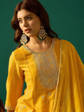 Gracefully Crafted In Rich Vichitra Fabric With Zari Embroidery, This Elegant 3-Piece Anarkali Set Blends Festive Charm With Timeless Style