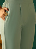 Zari-Embroidered Kurta Paired With Solid Trousers And A Tonal Dupatta