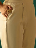 Zari-Embroidered Kurta Paired With Solid Trousers And A Tonal Dupatta