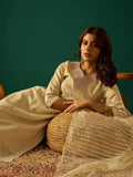 Zari-Embroidered Kurta Paired With Solid Trousers And A Tonal Dupatta