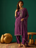 Kurta With Zari Embroidery, Teamed With Trousers And Paired With Dupatta Featuring  Lace Detailing